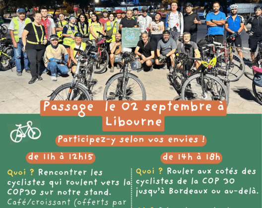 passage de la cop30 bike ride à Libourne